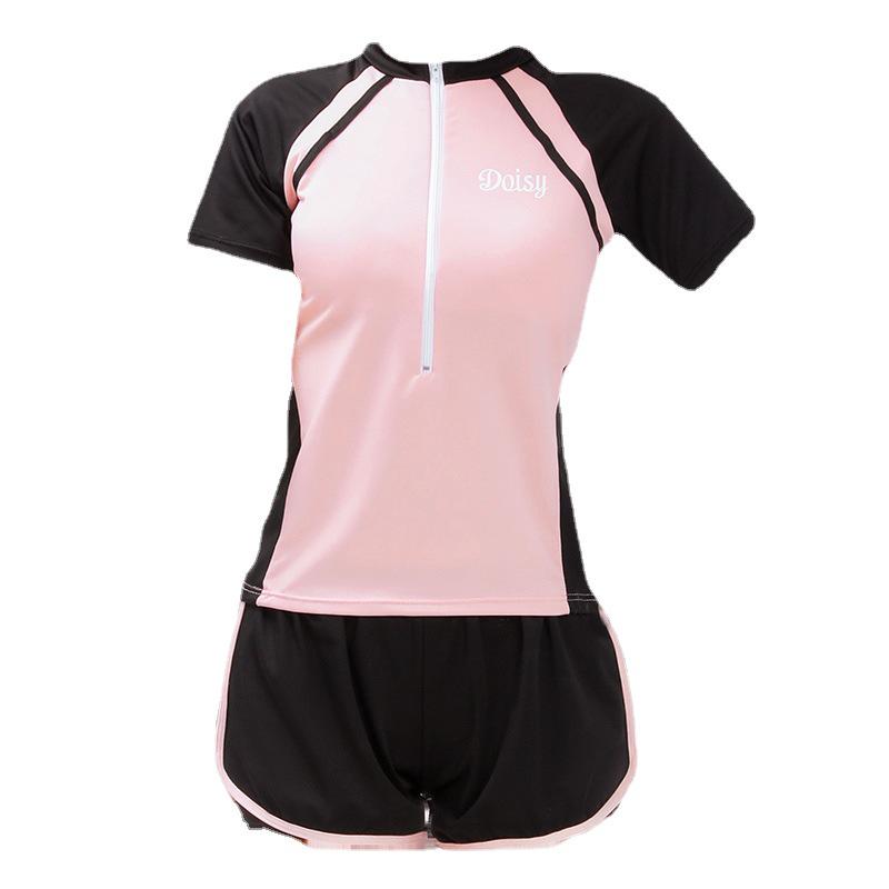 Women's Slimming Sports-Style Two-Piece Swimsuit - Belly-Covering, Conservative Design Ideal for Students and Vacations
