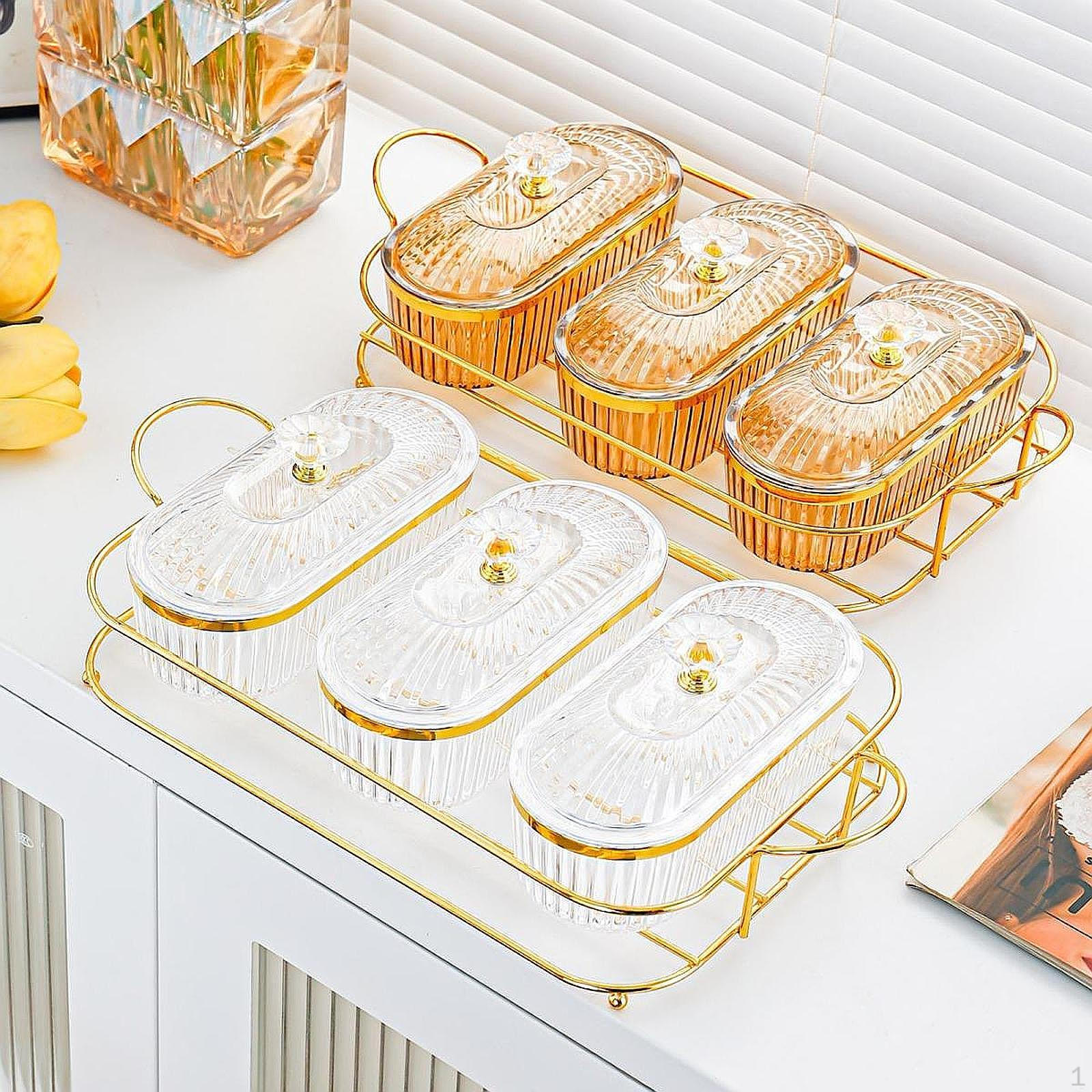 Ваза для сухофруктов с крышкой, поднос для закусок, свадебное украшение, герметичные сахарницы, свежесть Transparent