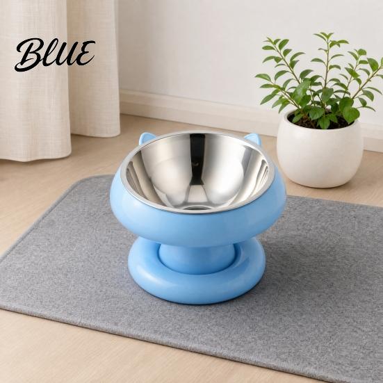Ergonomic Cat Feeding Station Elevated Pet Bowl Detachable Stainless Steel Inner Raised Water