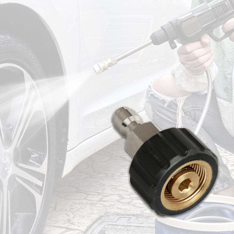 Stainless Steel M22 to 1/4Inch Quick Connection Adapter Converter for Pressure Washer Hose Efficient and Rustresistant