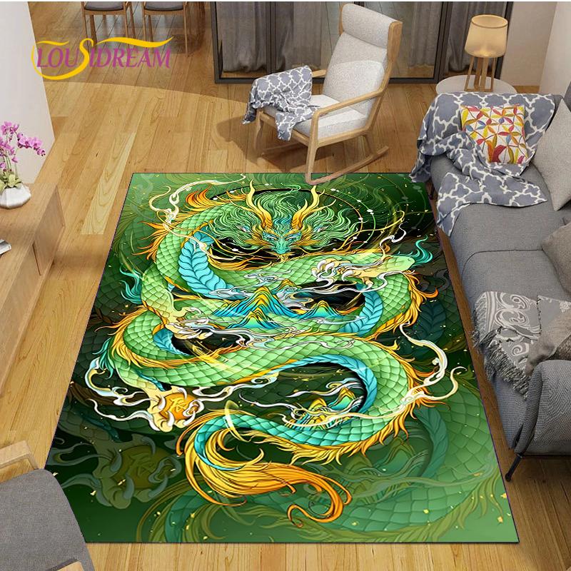 Alfombra Dragon and Tiger Fight Carpet Living Room Sofa Coffee Table Door Bedroom Rug Kitchen Kid Anti-slip Floor Mat Home Decor