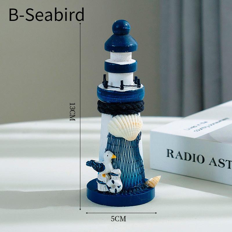Dřevěný tvarovaný oceán ve středomořském stylu 13 cm Malý maják Ozdoby Dekorativní kreativní dárky Rekvizity ke střelbě