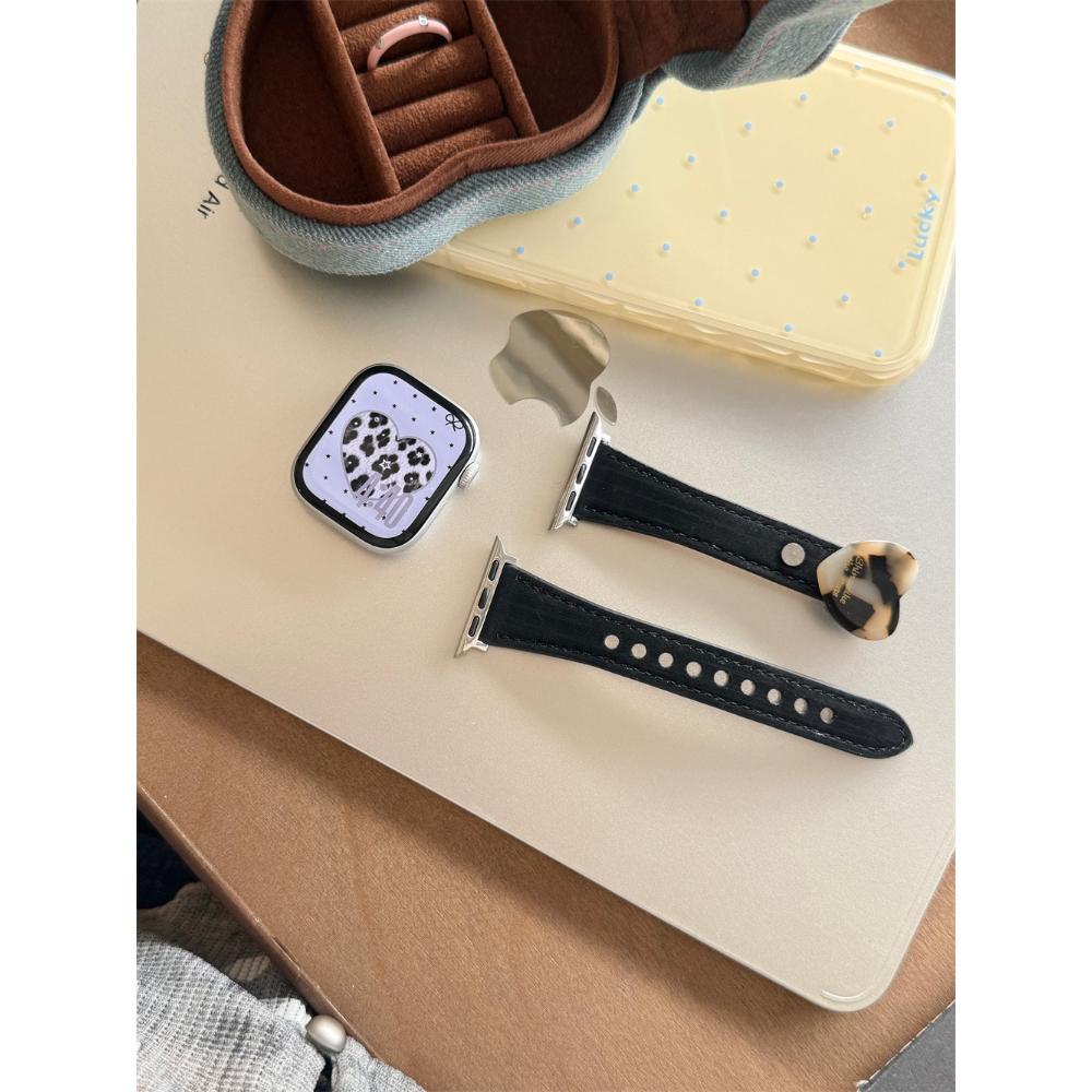 Heart Pattern Leather Loop Strap, Cute Style For Apple Watch Ultra 11/10/9/8/7/6 38/40/41/42/44/45/46/49mm Universal Watch Band