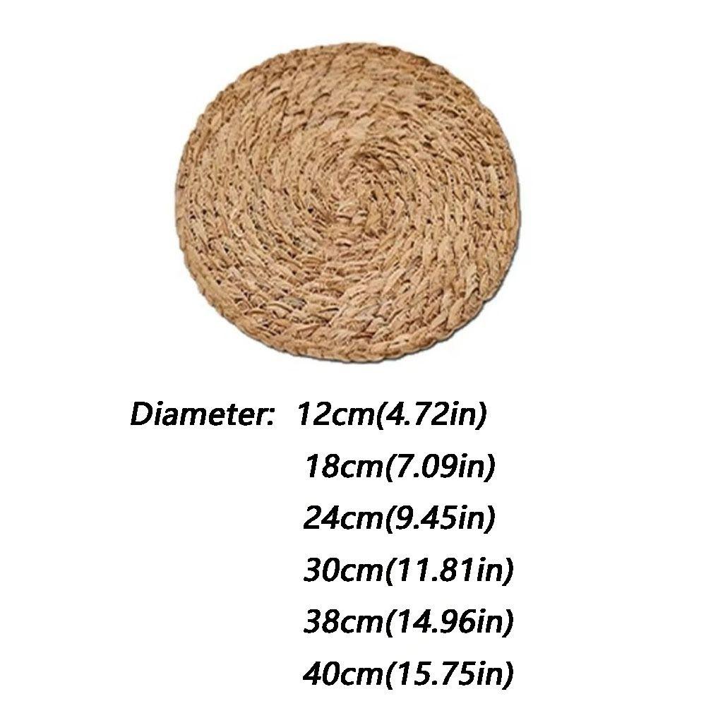 Straw Braided Round Handwoven Rattan Placemats Non-Slip Heat Resistant Heat Insulation Mats Woven Placemats Home Decoration