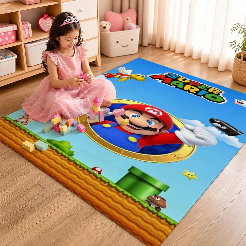 Mario Kart World Tour Theme Rug Allseason Carpet For Living Room Bedroom Office Home Decor Great Holiday Gift