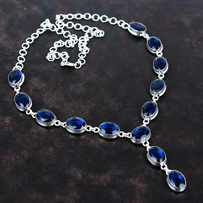 Facettierte Iolith-Halskette handgefertigte Edelstein-Halskette antiker Schmuck 925er Sterling-Silber-Halskette verstellbare Kette Halskette Geschenke für Mutter