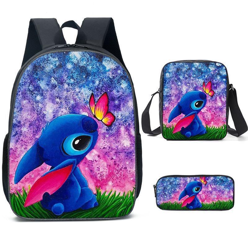 Stitch Backpack Cartoon Set With Lightweight Breathable For Students Elementary