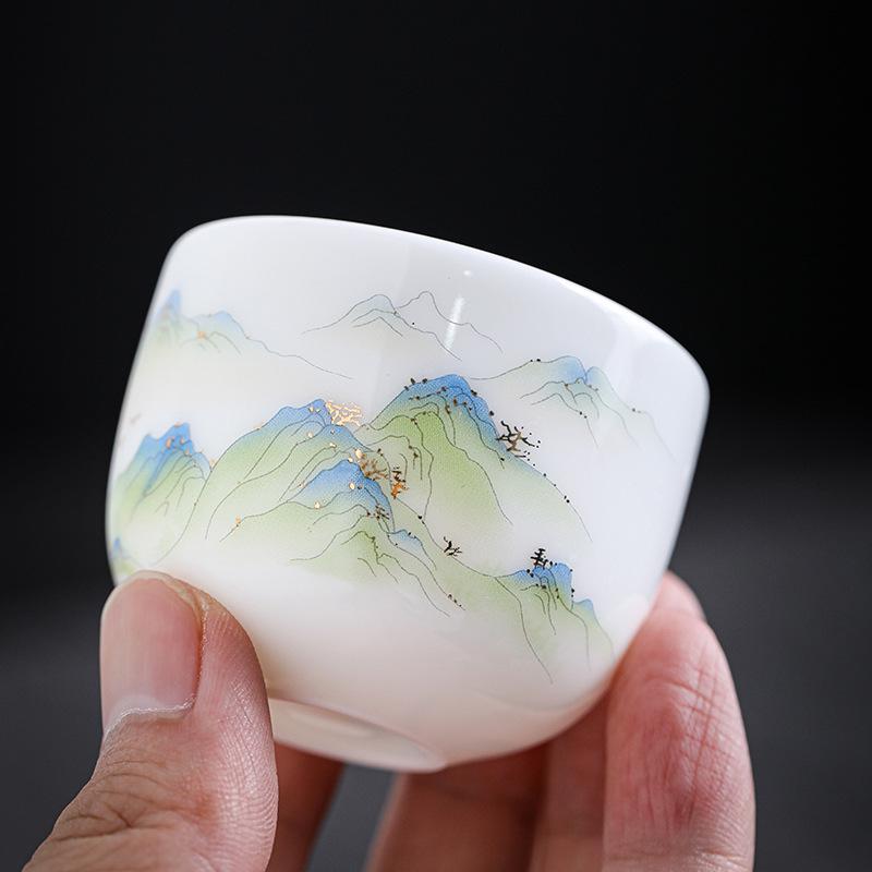 Kung Fu White Porcelain Tea Set: Ceramic Mutton Fat Jade Master Cup & Teacups Gift