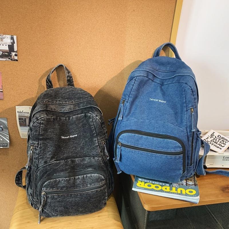 Casual Class Schoolbag Denim Large-capacity Bag Women's New Fashionable Versatile Backpack