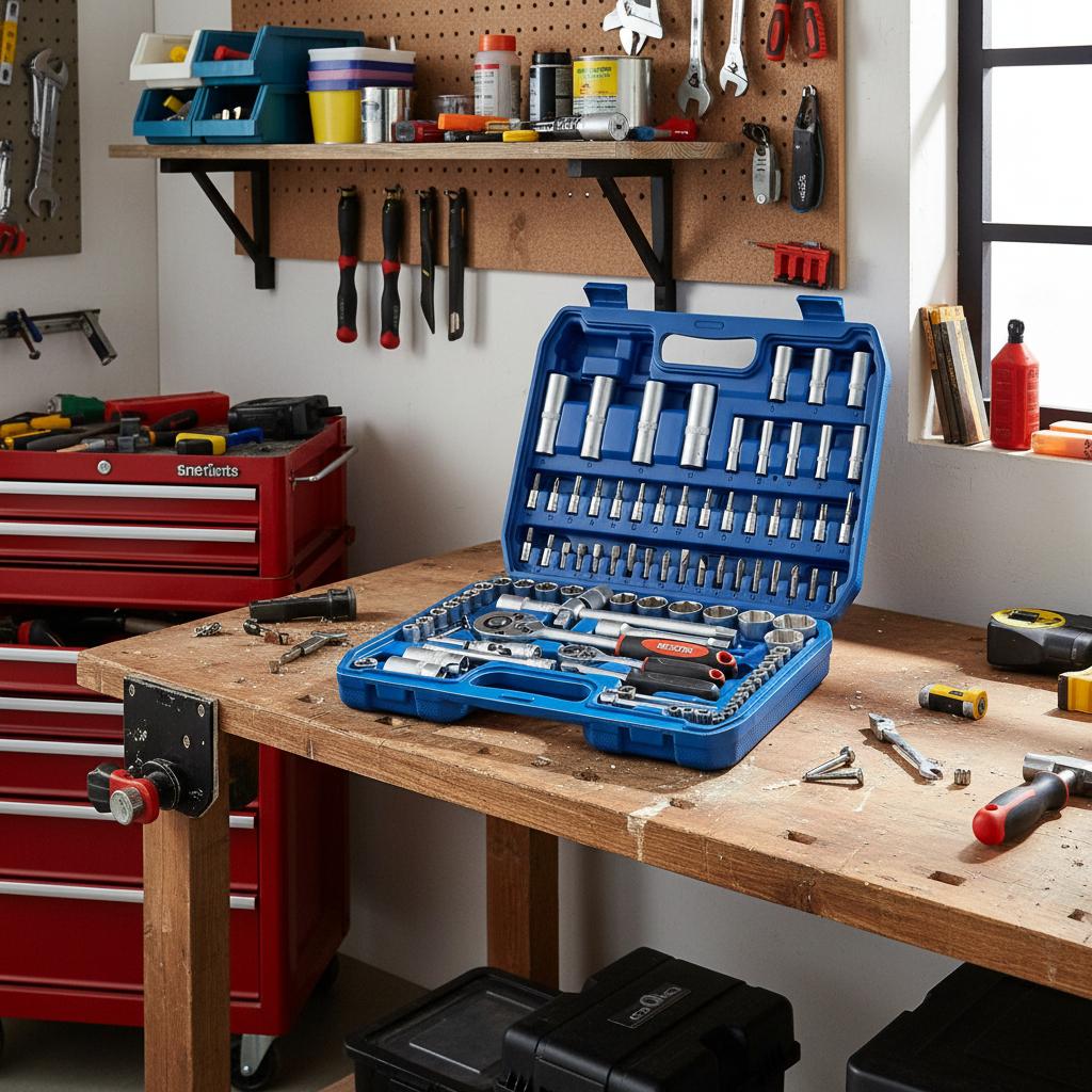 Wielofunkcyjny zestaw narzędzi 94 el. do naprawy samochodów, motocykli, rowerów, klucze nasadowe, śrubokręt – warsztat