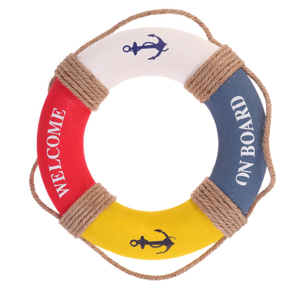 1Pcs Hanging Lifebuoy Mediterranean Style Decoration 30Cm Red Yellow Door Sign for Cafe Restaurant Bar Festival Decoration
