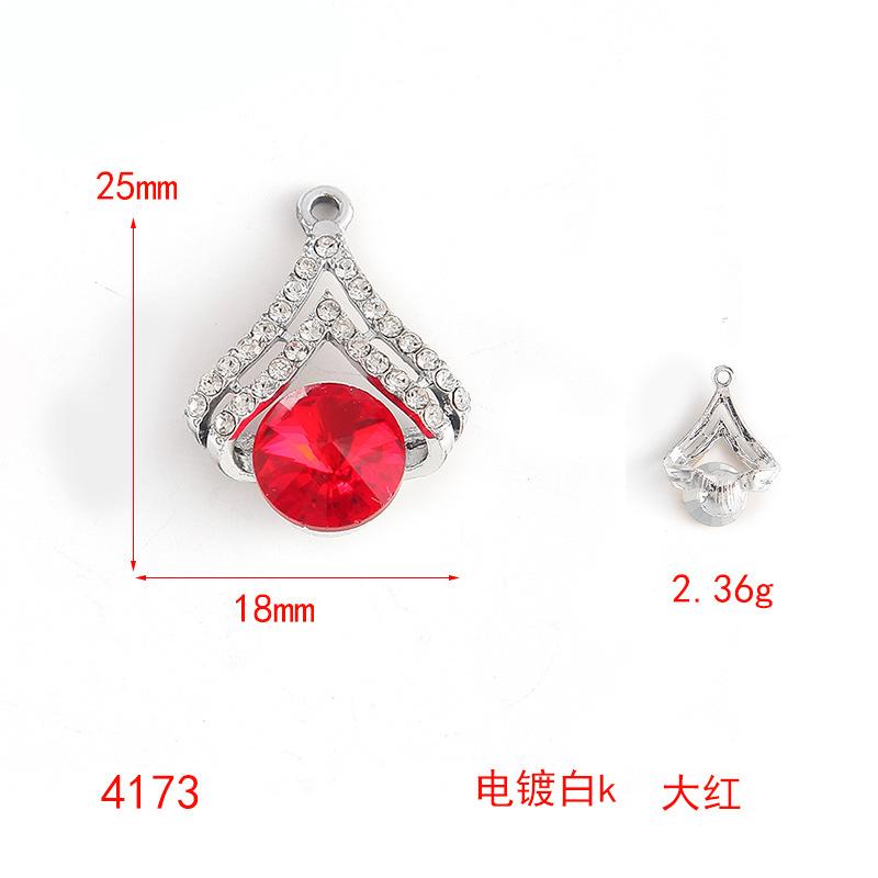 Color Transparent Rhinestone Diy Alloy Jewelry Accessories Diamond-Set Heart Bracelet Necklace Pendant Love Pendant
