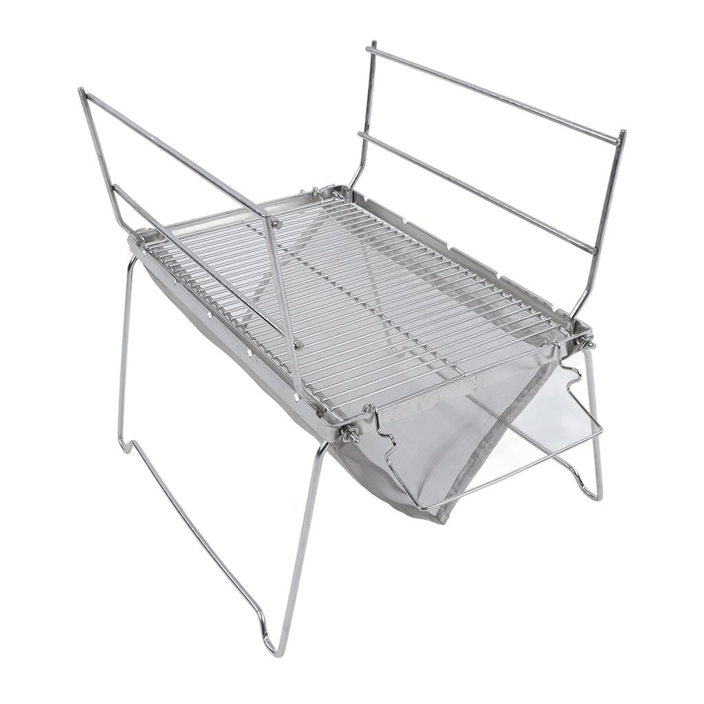 Camp Grill Grate Stainless Steel Temperature Resistance Foldable Portable Silver Barbecue Grill for Cooking