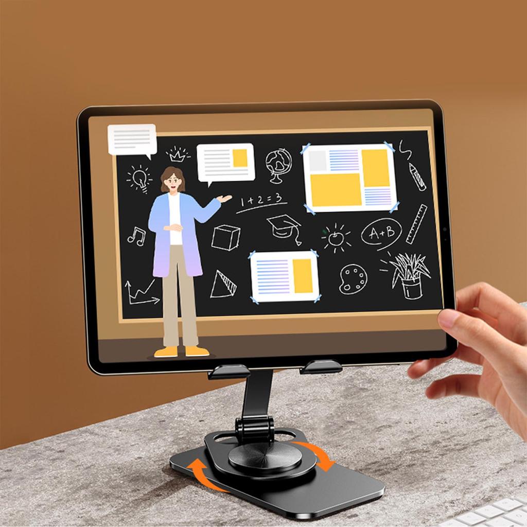 Phone Holder 360 Degrees Rotation Height Adjustable Foldable Portable Metal Desk Phone Dock Holder for