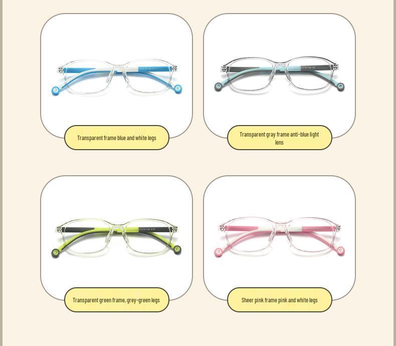 Children's TR90 Prescription Glasses Frame for Boys & Girls, Anti-Blue Light, Minimalist, Ages 8-12
