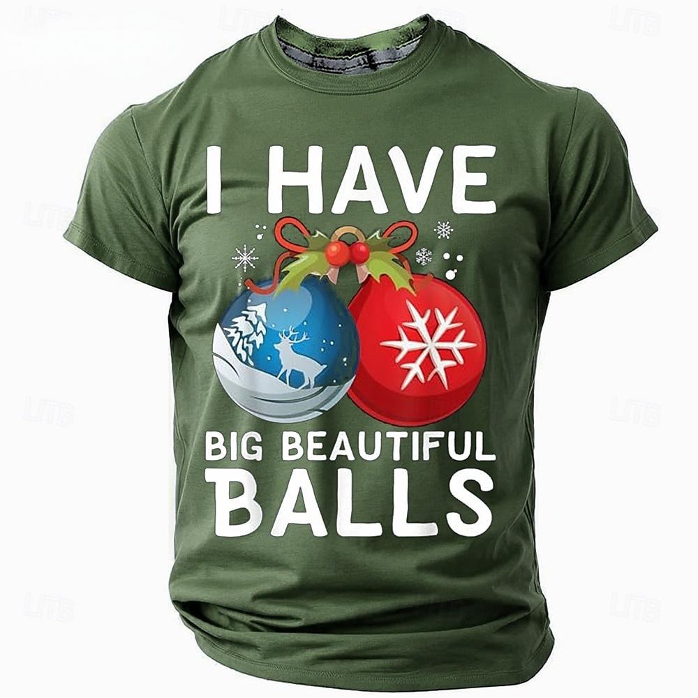 Happy Christmas Men's T-Shirt Cute Snowman Pattern Print Short Sleeves Casual Round Neck Pullover Tees New Year Men's Clothing