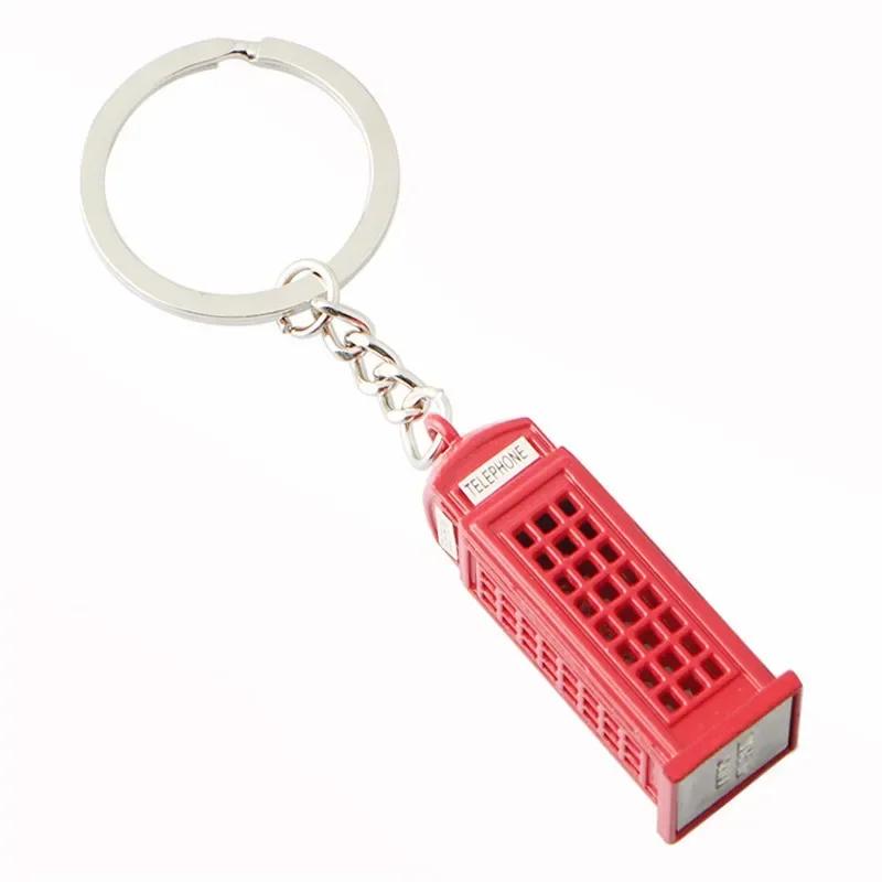 New London Red Bus Key Chain Post Mail Box Key Holder Telephone Booth Charm Pendant Keychain For Men Women Party Gift Key Ring