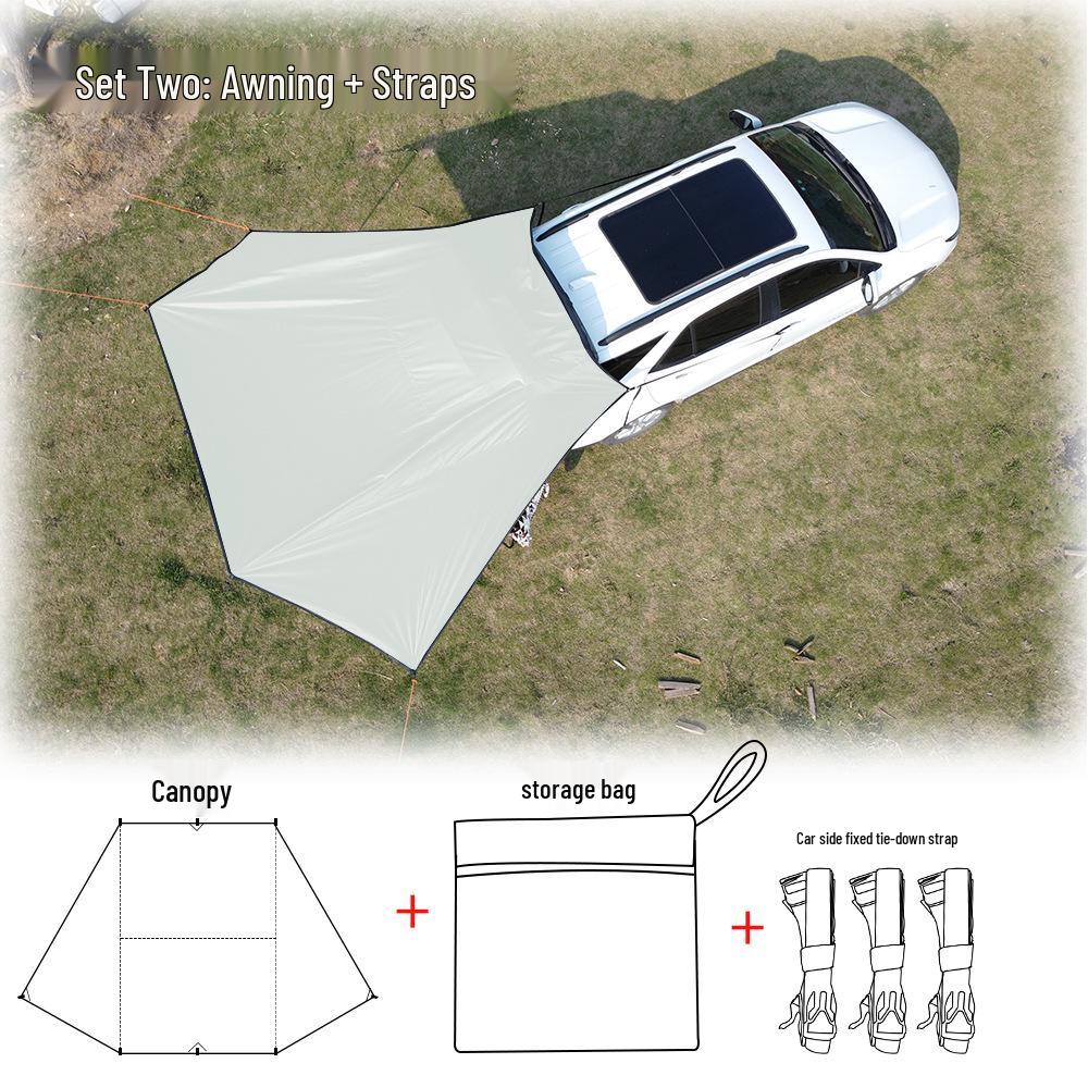 Universal Outdoor Car Awning for Camping and Touring - Black Vinyl