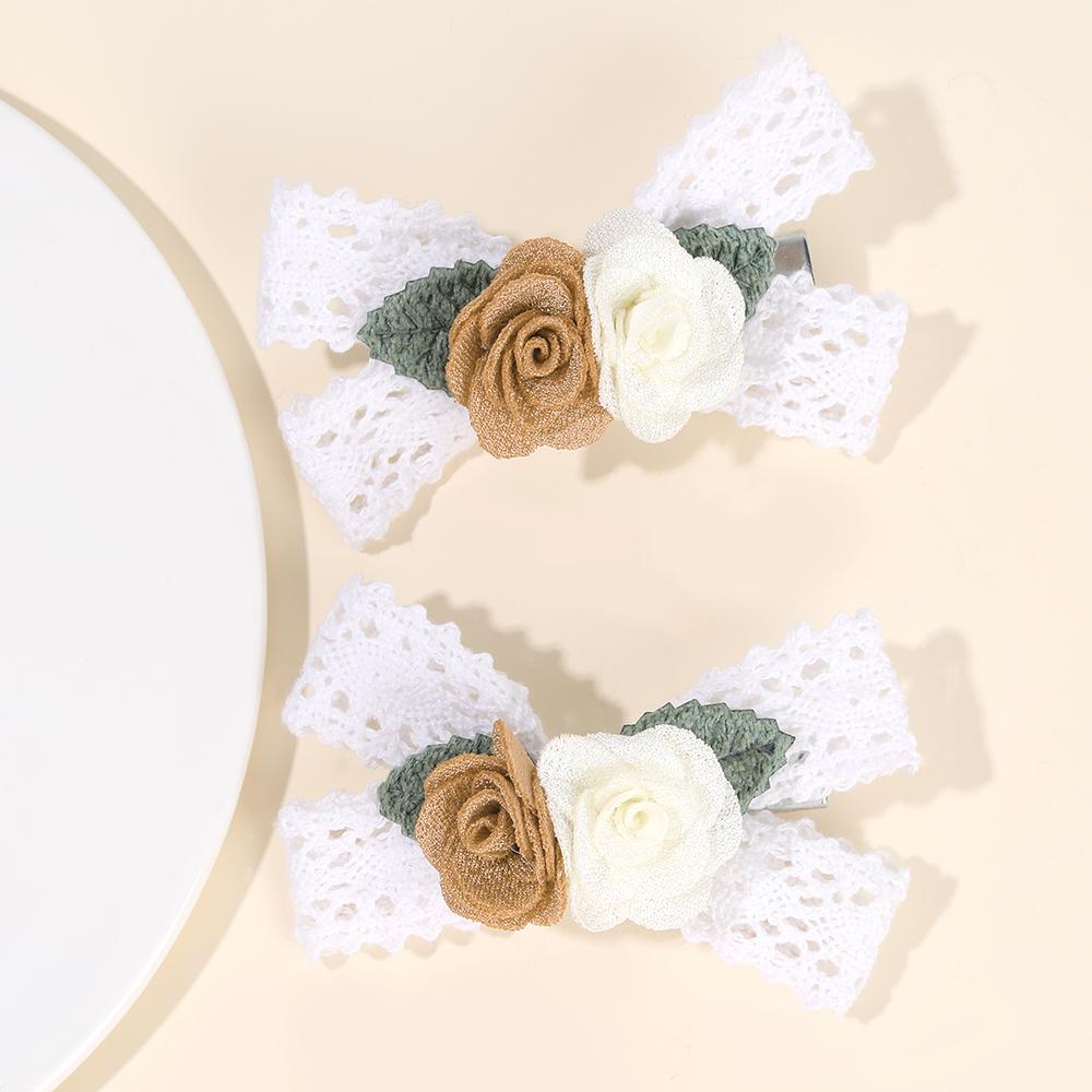 

2Pcs Flower Hair Clip Sweet Rose Bow Hairpin For Girls Women Simple Ponytail Side Clips Hair Accessories New Children Headdress