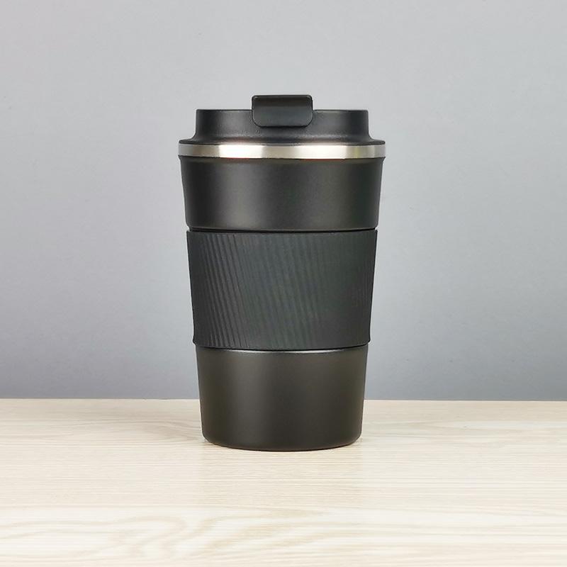 Custom Milk Tea Cup Stainless Steel Vacuum Insulated Travel Coffee Mug With Lid 380ml чёрный