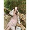 Pink new floral suspender dress, thin early spring beautiful lace vacation dress