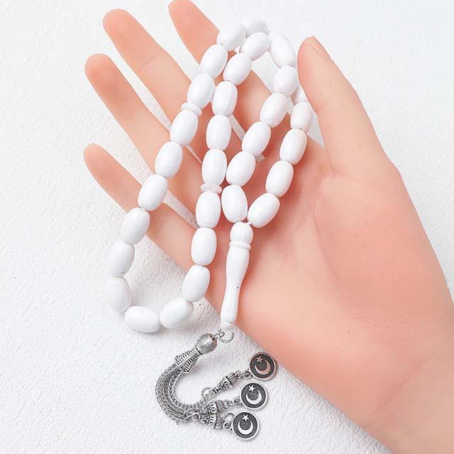 Saudi-Arabische Gebetsperlen: 33 Perlen Rosenkranzarmband mit Stern- und Mondanhänger