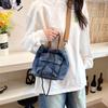 New Korean Style Crossbody Bags Fashiable and Versatile Denim Bucket Bag with Drawstring Casual and Simple Shoulder Bag