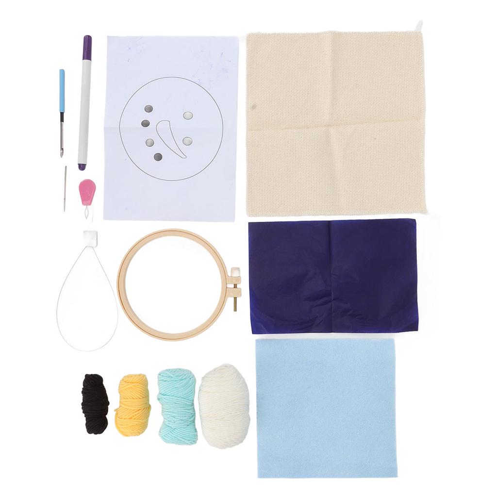 Weihnachts-Schneemann Stickset Stickkreis Zeichnung Punch-Nadel Stickset für Anfänger Kinder DIY Basteln