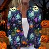 Women's Long Sleeve Knit Cardigan Button Up Sweater Halloween Print Casual Lightweight Outerwear for Fall and Winter