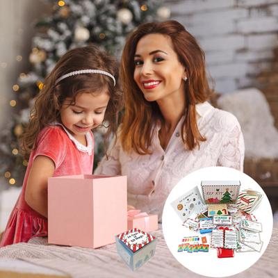 Yousheng Weihnachtsgeschenkbox-Set, weihnachtliches Muster, 27-Tage-Countdown, festliche Atmosphäre, Weihnachtsgeschenkbox-Set, Dekoration für drinnen und draußen
