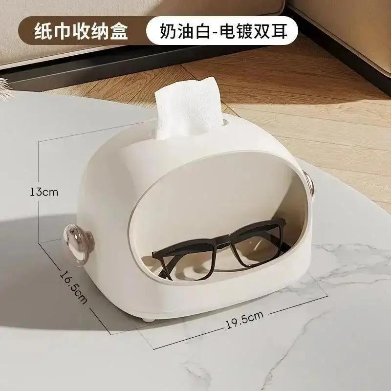 Solid Color Cute Shape Multifuction Tissue Holder Ins Style Dustproof Cute Ear Tissue Box For Living Room Napkin Box Storage
