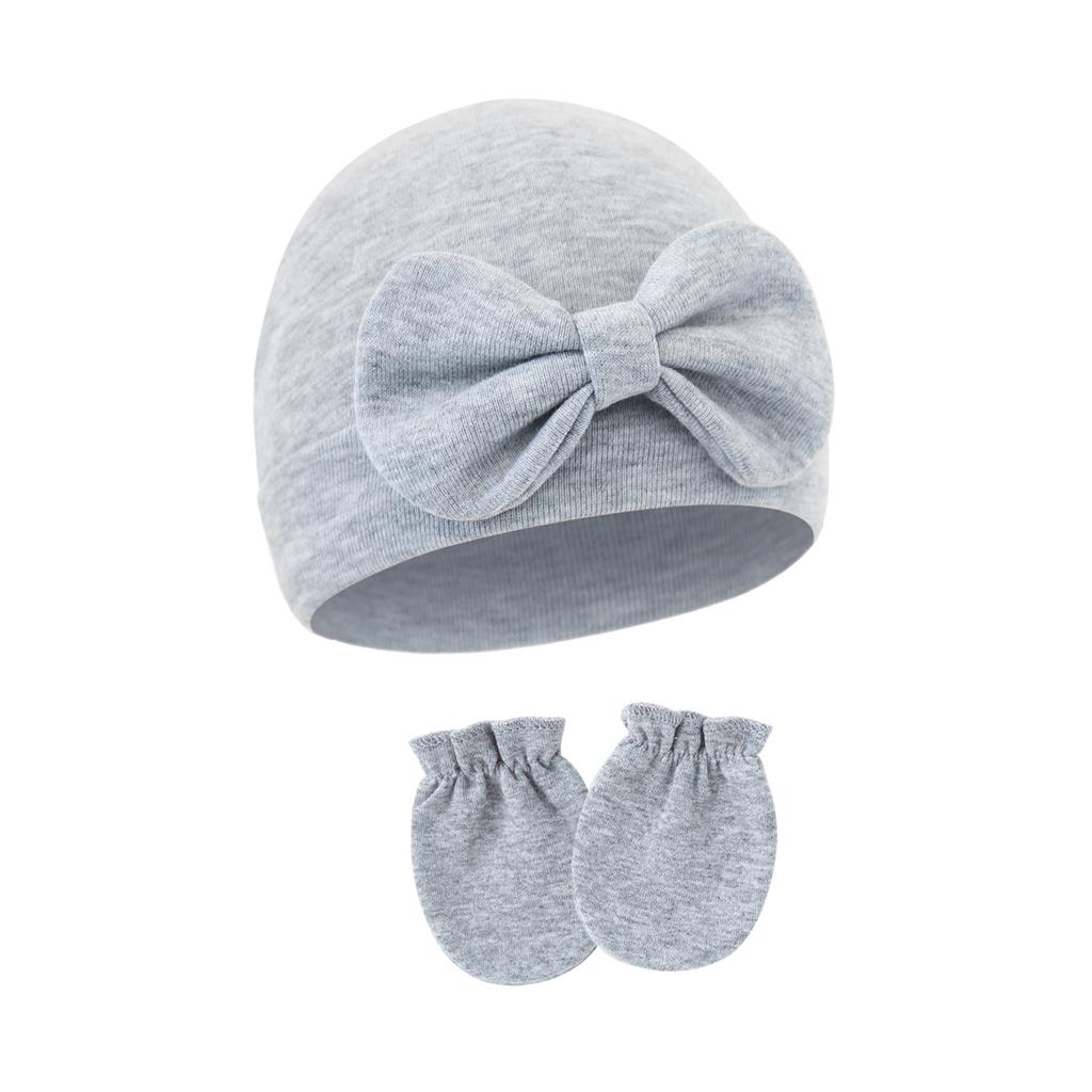 2025 Baby Bonnet Newborns Fetal Cap Fashionable Brimless Hat Trendy Headgear with Anti-grab Mittens Soft Gloves