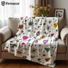Sketch Flora Cartoon Anime Print Flannel Blanket Soft Warm Throw for Kids Bedroom Sofa Bed Christmas Office Car
