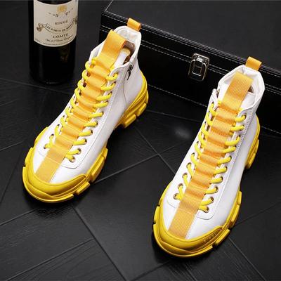 Zapatos casuales de moda de alta calidad para hombre, botas de plataforma de cuero, zapatillas de deporte para hombre, zapatos de caña alta de tendencia para hombre.