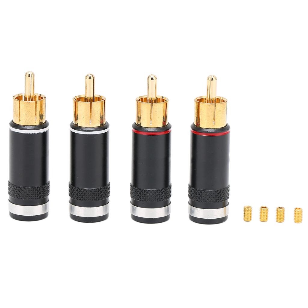 Preffair R1764 RCA Audio Plug 24K Gold Plated Signal Cable Plug for 6.5 Mm Cable