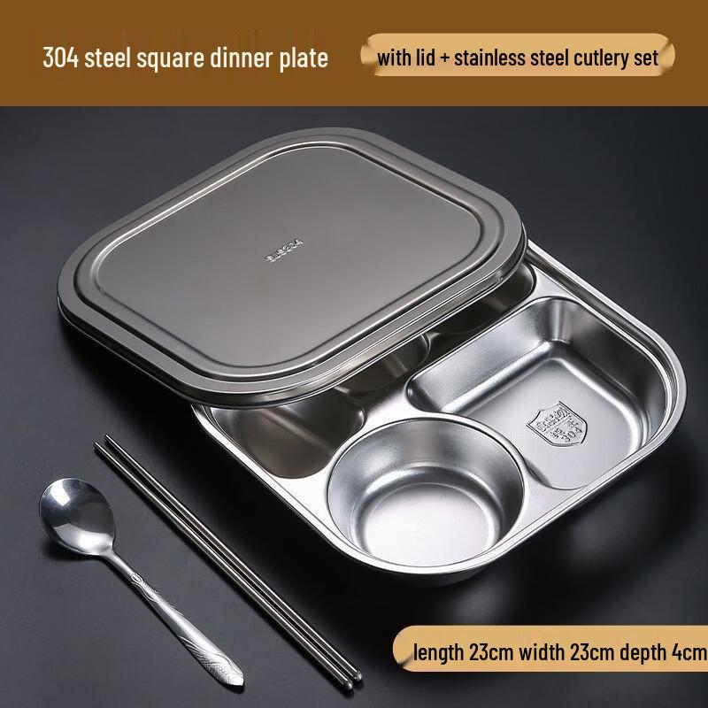 Stainless Steel Divided Lunch Box with Bowl