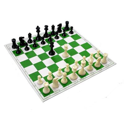 Τουρνουά Σκάκι Βινυλίου που Τυλίγεται με Δύο Επιπλέον Βασίλισσες και Τσάντα Μεταφοράς , (17" x 17") Πράσινο, για Επαγγελματίες Σκακιστές