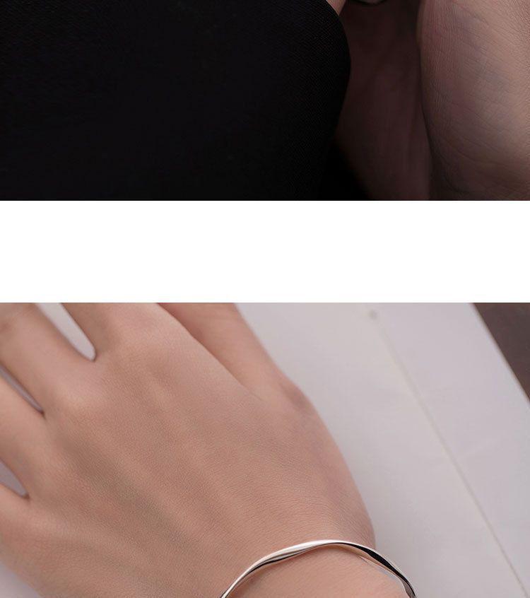 925 Sterling Silver Möbius Loop Open Bangle Women's Bracelet - Young, Light Luxury Design