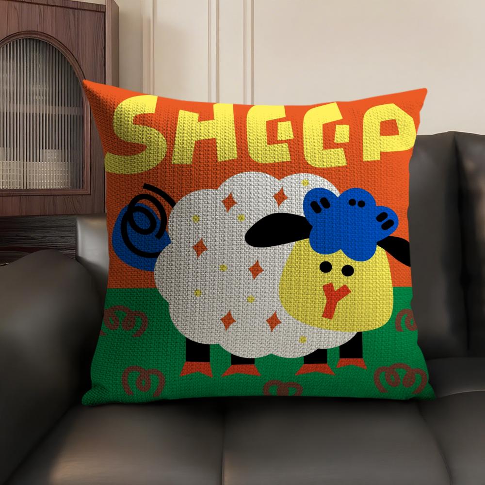 Chinese Zodiac print Cushion Cover Natural Linen Organic Fabric DoubleSided Printing Sofa Home Decor Breathable Environmentally
