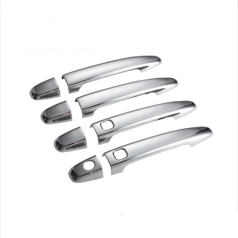 Door Handle Cover For Toyota Harrier 2003-2009 Glossy Black Carbon Fiber Chrome Car Trim Sticker Overlays Styling Accessories silver 2 buttons