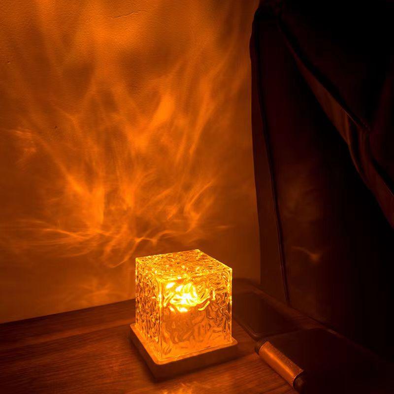 Dynamic Mode Rotating Water Ripple 16 Color Changing Crystal Projector Remote Control Atmosphere Space Night Light Table Lamp
