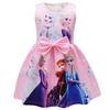 Frozen Elsa Cartoon Girl Dress With Cotton Blend Fabric For Summer Play