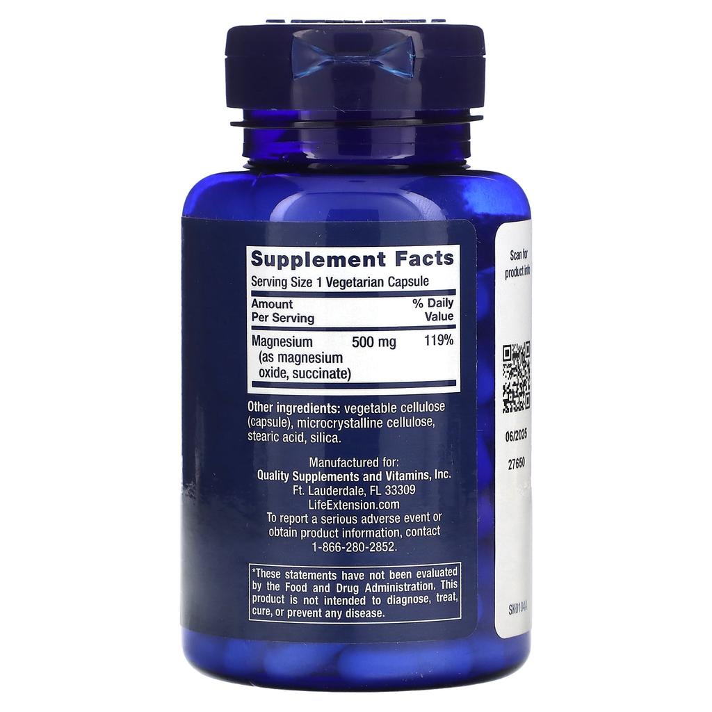 Magnesium Capsules, 500Mg, 100 Veggie Capsules