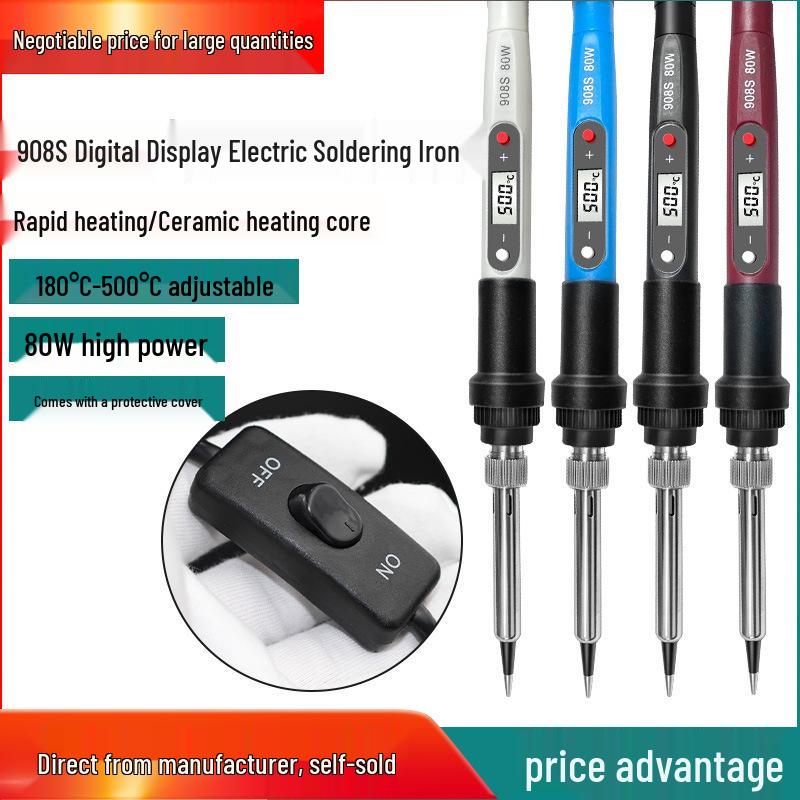 80W Elektrisches Lötkolben-Set mit LED-Anzeige & Einstellbarer Temperatur für Haushaltsreparaturen