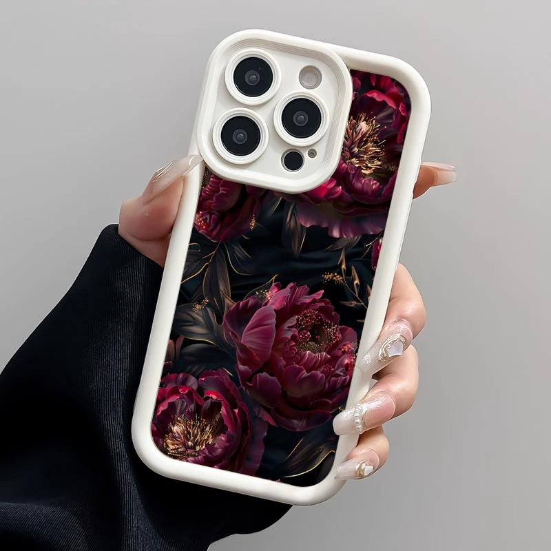 

Dark Moody Floral Peony Art Phone Case for iPhone 17 16 15 14 13 12 11 Series Pro Max Plus Double Layer Protection iphone 12