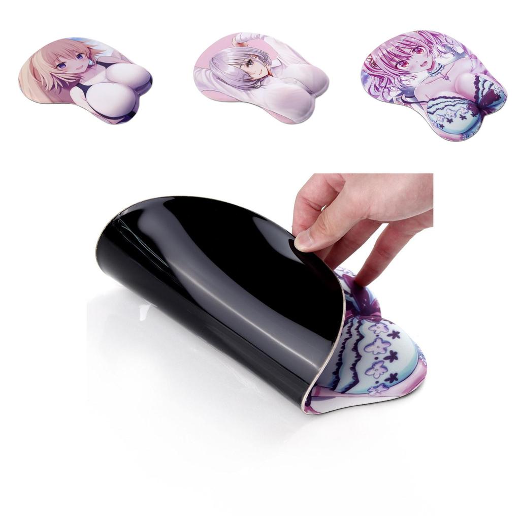 Creative And Cute Beauty 3d Chest Anime Mouse Pad With Soft Silicone Gel Material