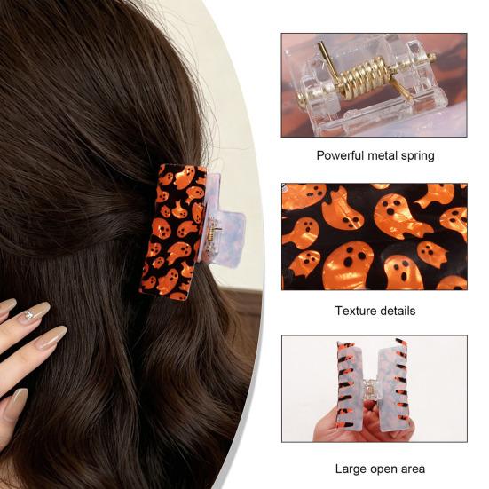 Haarkralle Halloween Geist Spinnenmuster Hinterkopf Haarspange Anti-Rutsch Zähne Starker Halt Haifisch-Haarkralle Vielseitiges Haaraccessoire