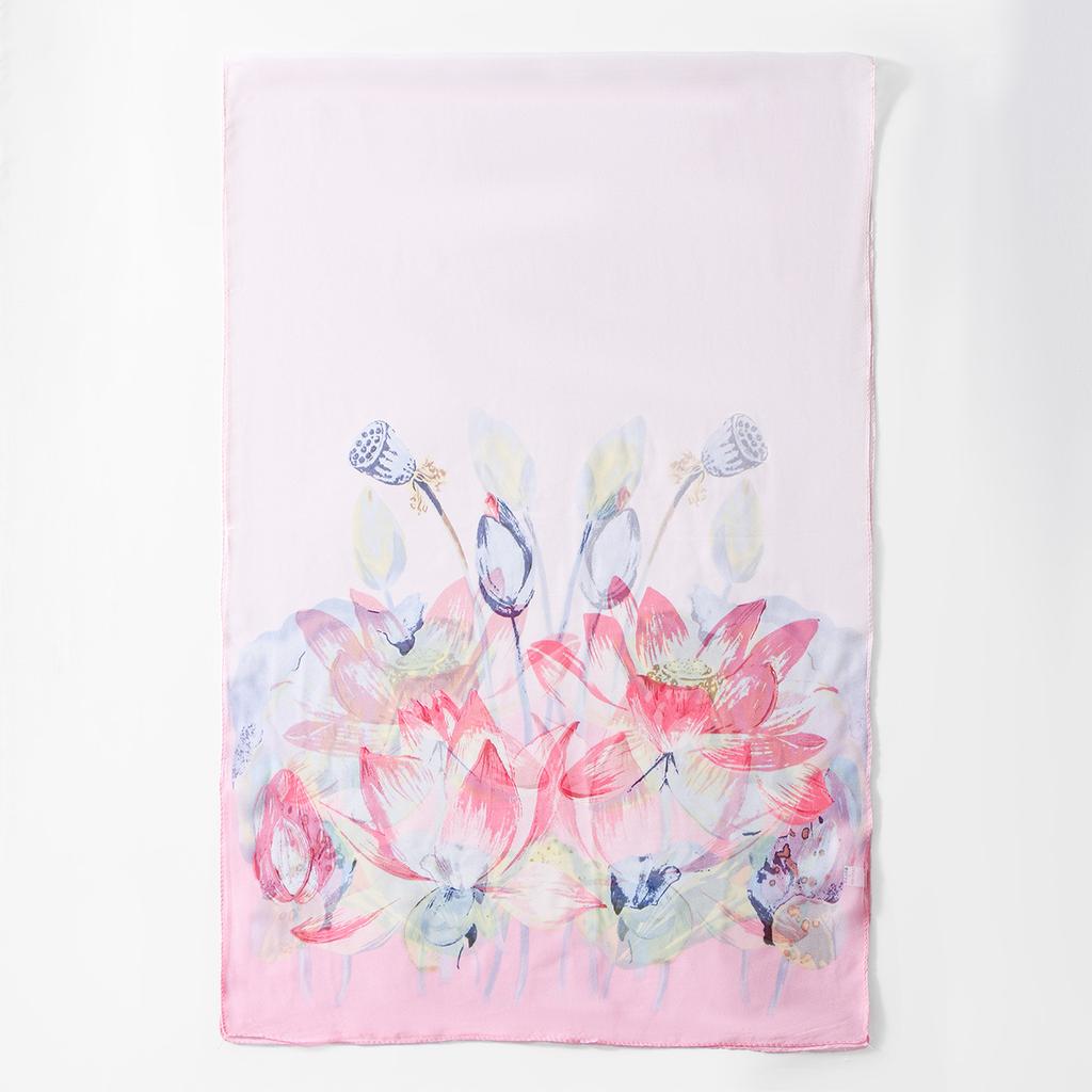 New Qiaoqisha Silk Scarf Women In Spring Summer Autumn Flower Printed Sunscreen Winter Versatile Fashion Color Long