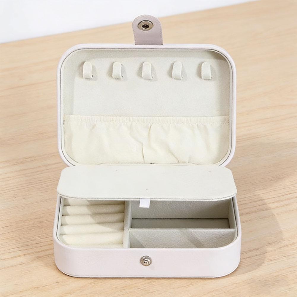 Portable Mini PU Leather Jewelry Box Velvet Lined Multi-Compartment Travel Jewelry Case Organizer for Rings Earrings Necklace Storage