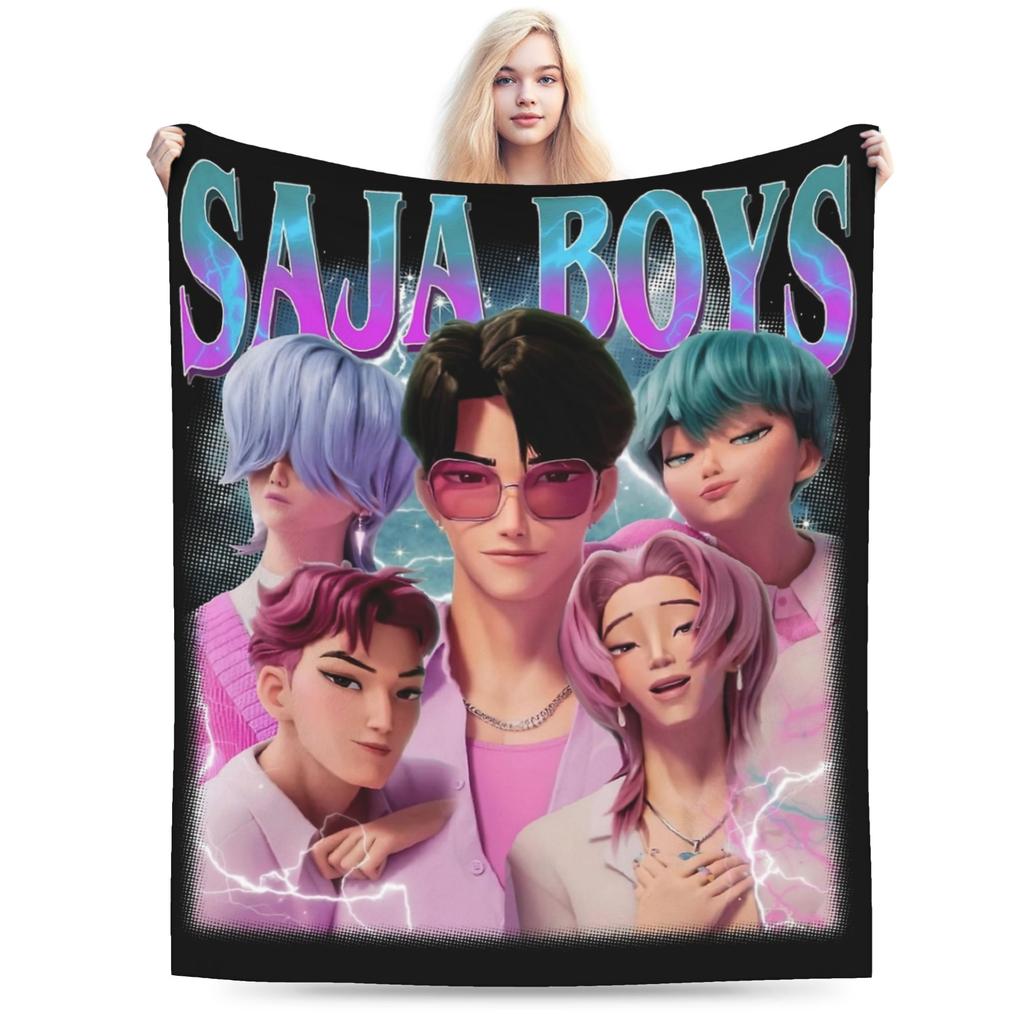 Zoey Kpop Demon Hunters Flannel Blanket Huntrix Awesome Throw Blanket for Home 125*100cm Plush Thin Quilt